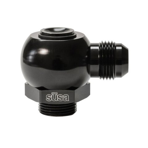 Fitting - Adapter Banjo - ProLine - 90 Degree - 8 AN Male to 22 mm Male O-Ring - Aluminum - Black Anodized - Setrab ProLine Oil Coolers - Each