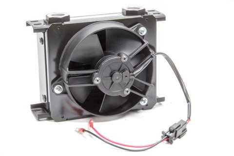 Fluid Cooler and Fan - 8.27 x 6.1 x 5.5 in - Plate Type - 22 mm x 1.50 Female Inlet / Outlet - Aluminum - Black Paint - Universal - Each
