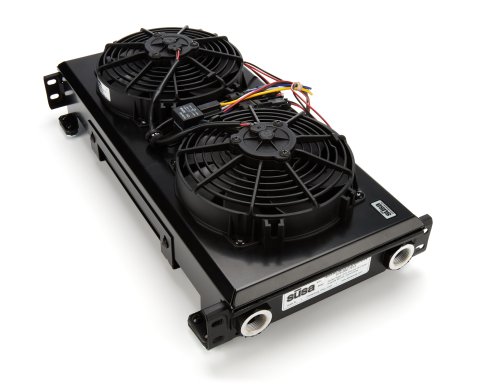 Fluid Cooler and Fan - ProLine Super STD 3 Series - 10.04 x 18.54 x 5.25 in - Plate Type - 22 mm x 1.50 Female Inlet / Outlet - Aluminum - Black Paint - Universal - Each