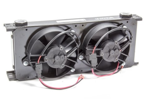 Fluid Cooler and Fan - 16 x 6.35 x 5.5 in - Plate Type - 22 mm x 1.50 Female Inlet / Outlet - Aluminum - Black Paint - Universal - Each