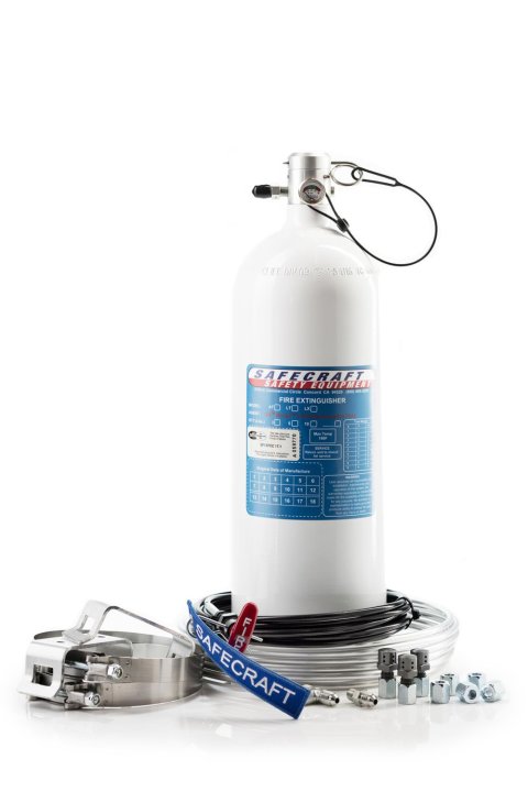 Fire Suppression System - LT-Series - Fluoro FS - 10.0 lb Bottle - Fittings / Hose / Mount / Pull Cable - Drag Race - Kit
