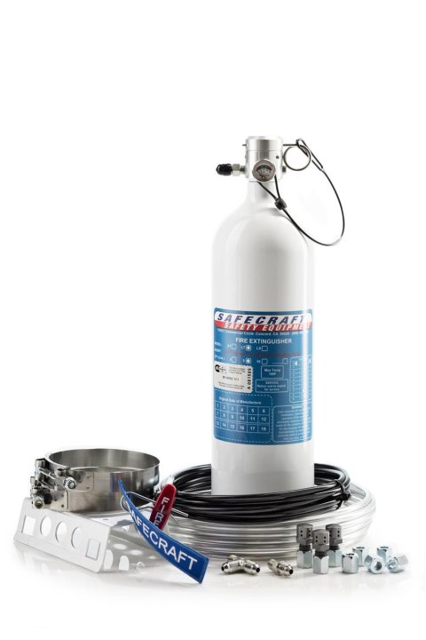 Fire Suppression System - LT-Series - Fluoro FS - 5.0 lb Bottle - Fittings / Hose / Mount / Pull Cable - Drag Race - Kit