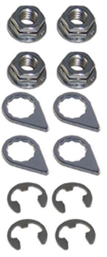 Nut - Locking - 8 mm x 1.25 Thread - Hex Head - Locking Clip - Steel - Nickel Plated - Set of 4