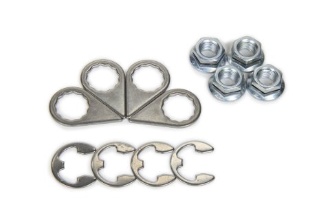 Nut - Locking - 3/8-24 in Thread - Hex Head - Locking Clip - Steel - Nickel Plated - Set of 4