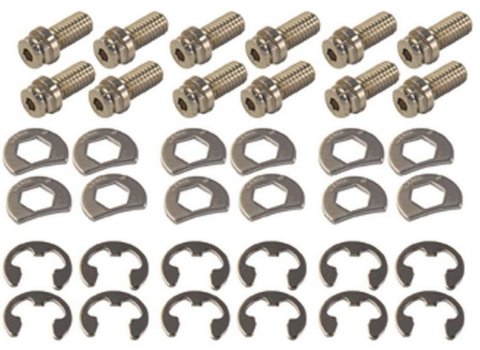 Header Bolt - Locking - 3/8-16 in Thread - 0.75 in Long - Hex Head - Steel - Nickel Plated - GM V6 / Small Block Chevy - Set of 12