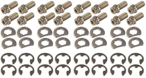 Header Bolt - Locking - 3/8-16 in Thread - 0.75 in Long - Hex Head - Steel - Nickel Plated - Small Block Ford - Set of 16