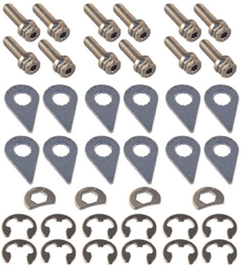 Header Bolt - Locking - 5/16-18 in Thread - 0.875 in Long - Hex Head - Steel - Nickel Plated - Small Block Mopar - Set of 12