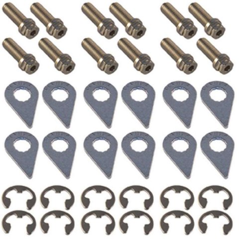 Header Bolt - Locking - 3/8-16 in Thread - 1 in Long - Hex Head - Steel - Nickel Plated - Various Applications - Set of 12