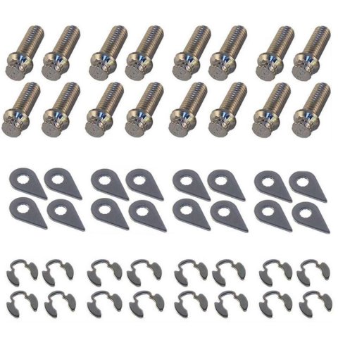 Header Bolt - Locking - 3/8-16 in Thread - 1 in Long - 12 Point Head - Steel - Nickel Plated - Various Applications - Set of 16
