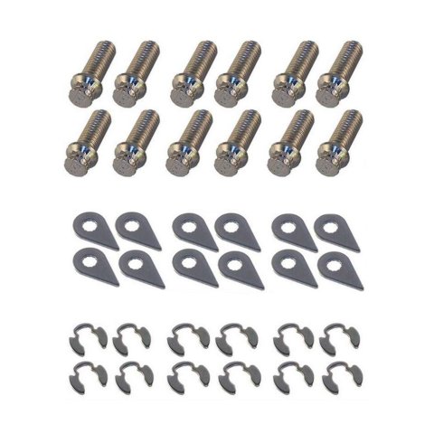 Header Bolt - Locking - 5/16-18 in Thread - 1 in Long - 12 Point Head - Steel - Nickel Plated - Small Block Mopar - Set of 12