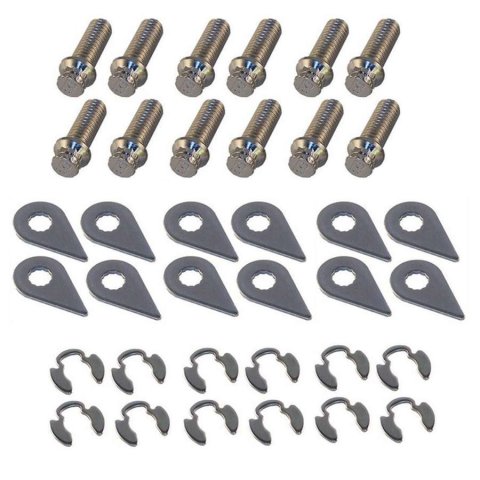 Header Bolt - Locking - 3/8-16 in Thread - 1 in Long - 12 Point Head - Steel - Nickel Plated - Various Applications - Set of 12