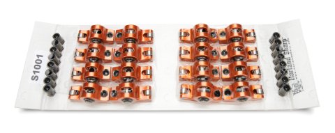 Rocker Arm - Original - 3/8 in Stud Mount - 1.50 Ratio - Full Roller - Aluminum - Orange Anodized - Small Block Chevy - Set of 16