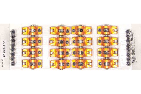 Rocker Arm - Original - 7/16 in Stud Mount - 1.50 Ratio - 0.150 in Offset - Full Roller - Aluminum - Orange Anodized - Small Block Chevy - Set of 16