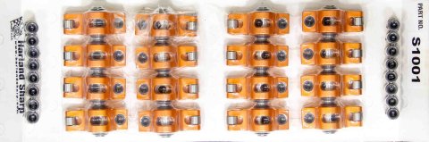 Rocker Arm - Original - 7/16 in Stud Mount - 1.60 Ratio - Full Roller - Aluminum - Orange Anodized - Small Block Chevy - Set of 16