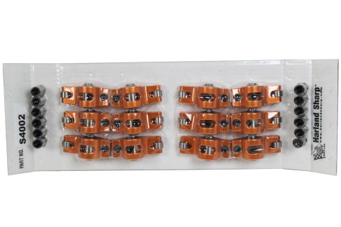 Rocker Arm - Original - 3/8 in Stud Mount - 1.60 Ratio - Full Roller - Aluminum - Orange Anodized - Ford Inline 6 - Set of 12