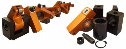 Rocker Arm - Heavy Duty - Shaft Mount - 1.76 Ratio - Roller Tip - Aluminum - Orange Anodized - Ford FE-Series - Kit
