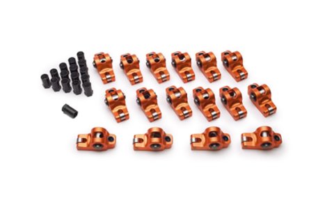 Rocker Arm - Original - 7/16 in Stud Mount - 1.60 Ratio - Full Roller - Aluminum - Orange Anodized - Small Block Ford - Set of 16