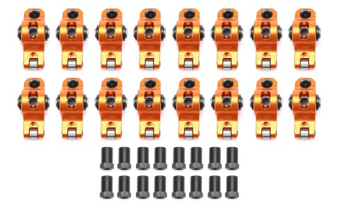 Rocker Arm - Original - 3/8 in Stud Mount - 1.50 Ratio - Full Roller - Aluminum - Orange Anodized - Small Block Chevy - Set of 16