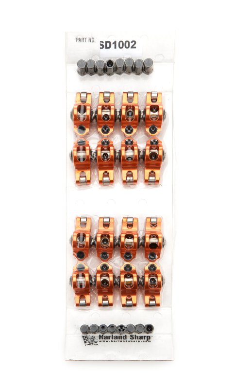 Rocker Arm - Diamond Series - 3/8 in Stud Mount - 1.60 Ratio - Full Roller - Aluminum - Orange Anodized - Small Block Chevy - Set of 16