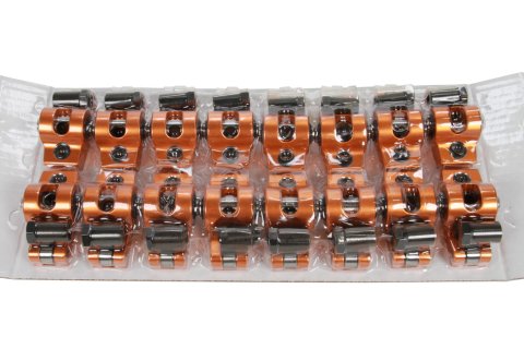 Rocker Arm - Heavy Duty - 7/16 in Stud Mount - 1.60 Ratio - Full Roller - Aluminum - Orange Anodized - Small Block Chevy - Set of 16