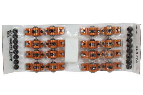 Rocker Arm - Original - Pedestal Mount - 1.70 Ratio - Adjustable - Full Roller - Aluminum - Orange Anodized - LS1 / LS2 / LS6 - GM LS-Series - Set of 16