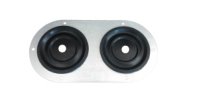 Firewall Grommet - 2 in Hole - 0.375 in ID - 5.750 x 3 in Oval - 0.12 in Thick - Aluminum / Rubber - Black / Natural - Each