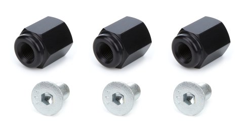 Brake Rotor Bolt - 1/2-20 in Thread - 1 in Long - Allen Head - Nuts Included - Aluminum / Steel - Black Anodized / Zinc Oxide - Set of 3