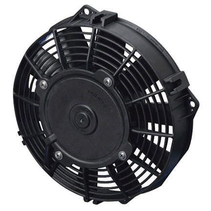Electric Cooling Fan - Low Profile - 7.5 in Fan - Pusher - 437 CFM - 12V - Straight Blade - 8.25 x 8 in - 2 in Thick - Plastic - Each