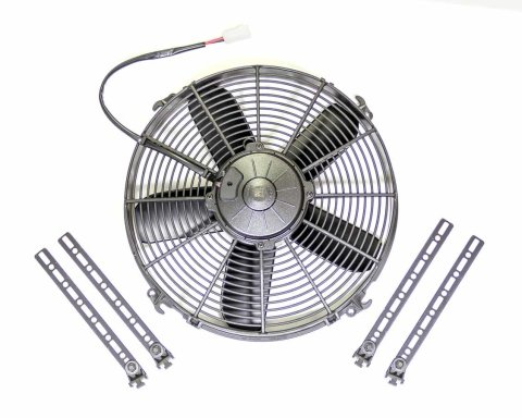 Electric Cooling Fan - Low Profile - 12 in Fan - Pusher - 861 CFM - 12V - Straight Blade - 13 in Diameter - 3.75 in Thick - Plastic - Each