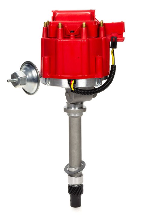 Distributor - Ready-To-Run - Magnetic Pickup - Vacuum Advance - HEI Style Terminal - Red - V8 - Chevy Corvette 1962-74 - Each