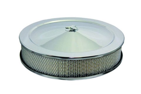 Air Cleaner Assembly - High Dome - 14 in Round - 3 in Element - 5-1/8 in Carb Flange - Flat Base - Steel - Chrome - Kit