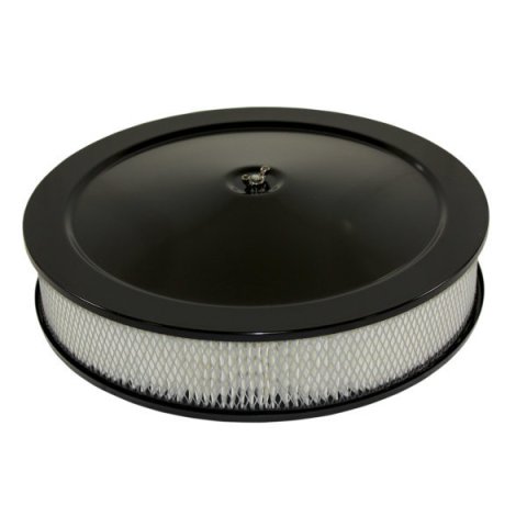 Air Cleaner Assembly - High Dome - 14 in Round - 3 in Element - 5-1/8 in Carb Flange - Flat Base - Steel - Black Powder Coat - Kit