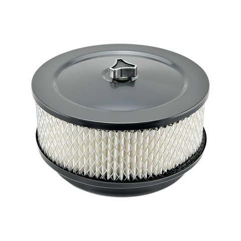 Air Cleaner Assembly - 6.5 in Round - 2.5 in Element - 5-1/8 in Carb Flange - Raised Base - Steel - Black Paint - Kit