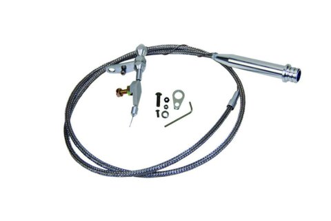 Kickdown Cable - Carburetor Mount - 56 in Long - Braided Stainless Housing - Aluminum Fittings - Natural - 700R4 - Kit
