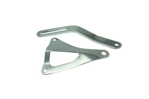 Alternator Bracket - Driver Side - Upper / Lower - Head Mount - Steel - Chrome - Small Block Ford - Kit