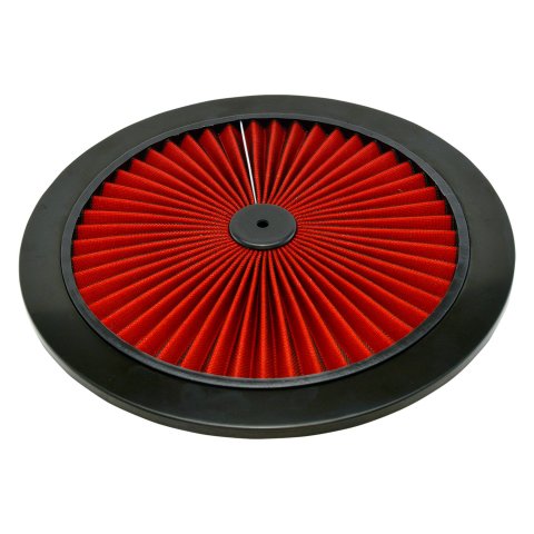 Air Cleaner Lid - 14 in Round - Filtered - Red Filter - Steel - Black Paint - Each