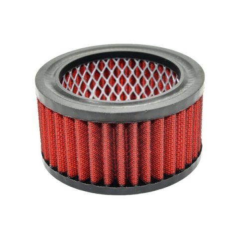 Air Filter Element - Round - 4 in Diameter - 2 in Tall - Wire Mesh Included - Reusable Cotton - Red - Universal - Each