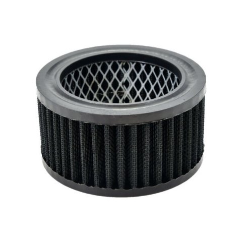 Air Filter Element - Round - 4 in Diameter - 2 in Tall - Wire Mesh Included - Reusable Cotton - Black - Universal - Each