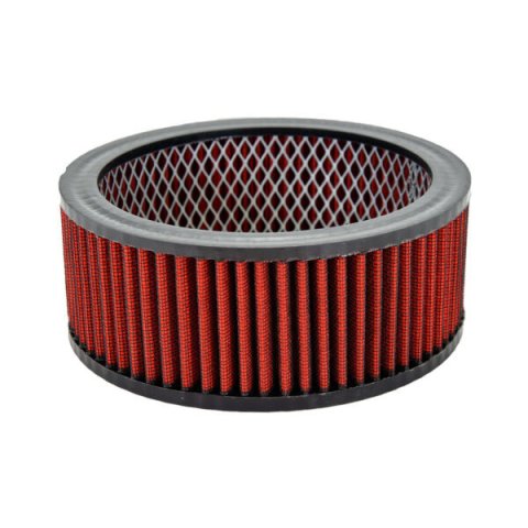 Air Filter Element - Round - 6.5 in Diameter - 2.5 in Tall - Wire Mesh Included - Reusable Cotton - Red - Universal - Each