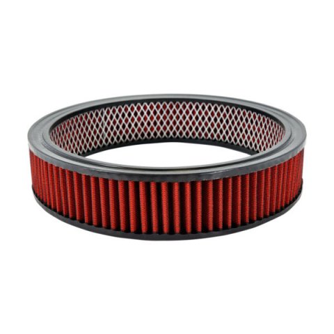 Air Filter Element - Round - 10 in Diameter - 2 in Tall - Wire Mesh Included - Reusable Cotton - Red - Universal - Each