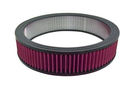Air Filter Element - Round - 14 in Diameter - 3 in Tall - Wire Mesh Included - Reusable Cotton - Red - Universal - Each