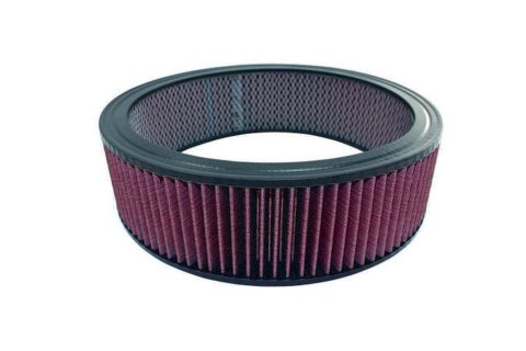 Air Filter Element - Round - 14 in Diameter - 4 in Tall - Wire Mesh Included - Reusable Cotton - Red - Universal - Each