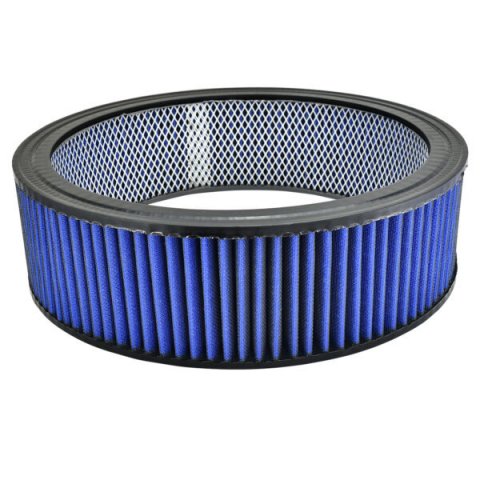 Air Filter Element - Round - 14 in Diameter - 4 in Tall - Wire Mesh Included - Reusable Cotton - Blue - Universal - Each