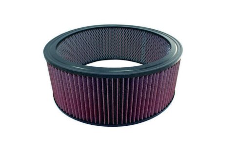 Air Filter Element - Round - 14 in Diameter - 5 in Tall - Wire Mesh Included - Reusable Cotton - Red - Universal - Each