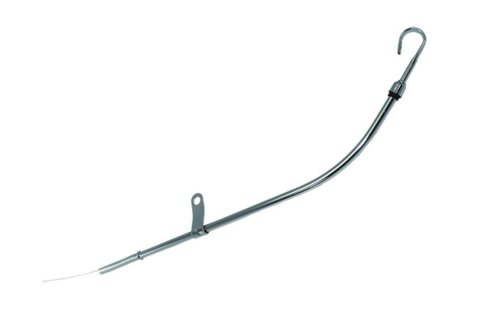 Engine Oil Dipstick - Solid Tube - Block Mount - 23 in Long - Steel - Chrome - Small Block Chevy - Each