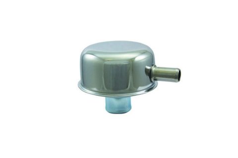 Breather - Push-In - Round - 1 in Hose - 1/2 in Hose Barb - Steel - Chrome - Each