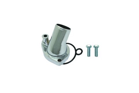 Water Neck - 15 Degree - 1-1/2 in ID Hose - O-Ring - Hardware Included - Steel - Chrome - Small Block Ford - Each