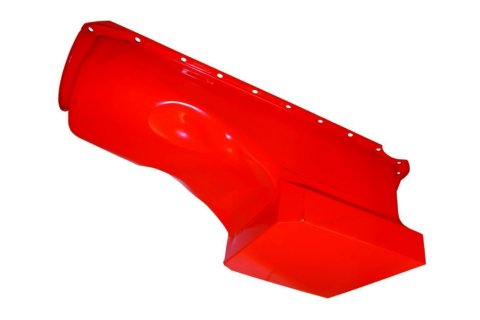 Engine Oil Pan - Rear Sump - 6 qt - Steel - Orange Paint - 2-Piece Seal - Big Block Chevy - Each