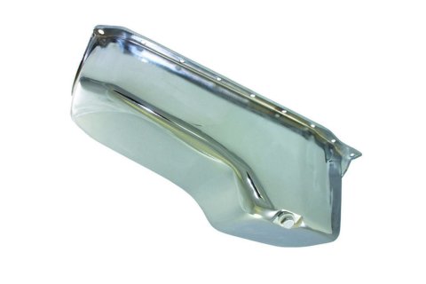 Engine Oil Pan - Rear Sump - 4 qt - Stock Depth - Steel - Chrome - 1-Piece Seal - Small Block Chevy - Each