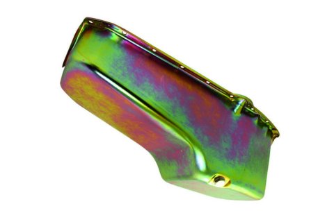 Engine Oil Pan - Rear Sump - 4 qt - Stock Depth - Steel - Zinc Oxide - 2-Piece Seal - Small Block Chevy - Each